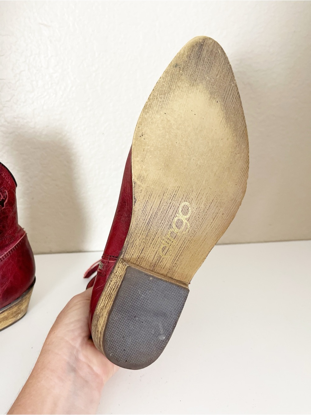 Vintage Dingo Adobe Rose Western Leather Cowboy Bootie in Red 9 - Picture 10 of 14